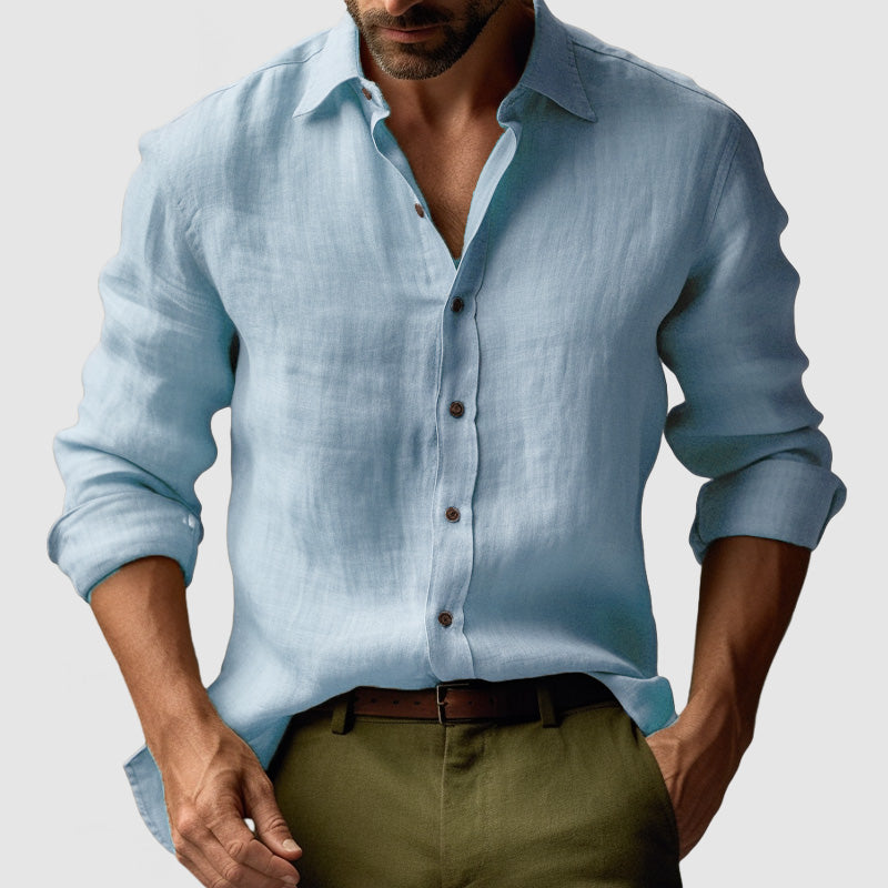 Camicia in Lino Vintage a Maniche Lunghe